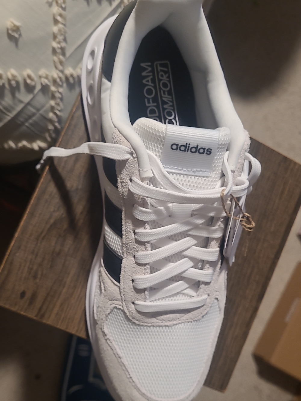 adidas White and Black Classic Lace-Up Sneakers